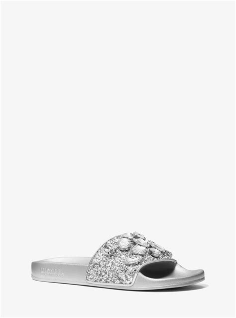 michael kors glitter slides|michael kors gilmore jewel sandals.